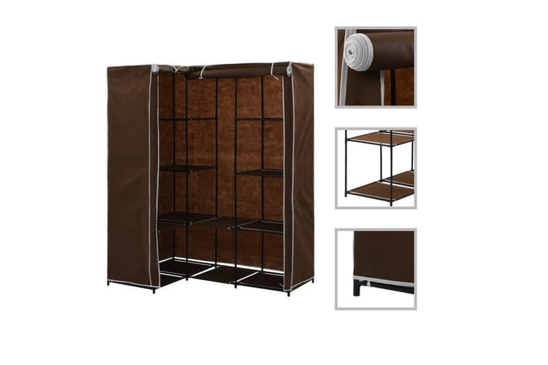 Hörngarderob brun 130x87x169 cm - Brun - Förvaring - Sko- & klädförvaring - Garderober & garderobssystem - Hörngarderob