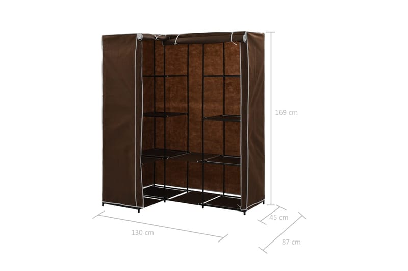 Hörngarderob brun 130x87x169 cm - Brun - Förvaring - Sko- & klädförvaring - Garderober & garderobssystem - Hörngarderob