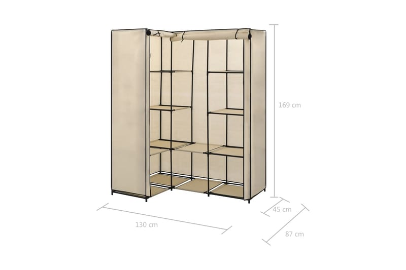 Hörngarderob gräddvit 130x87x169 cm - Vit - Förvaring - Sko- & klädförvaring - Garderober & garderobssystem - Hörngarderob