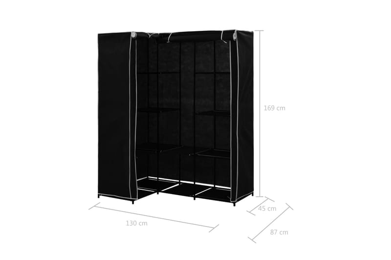 Hörngarderob svart 130x87x169 cm - Svart - Förvaring - Sko- & klädförvaring - Garderober & garderobssystem - Hörngarderob