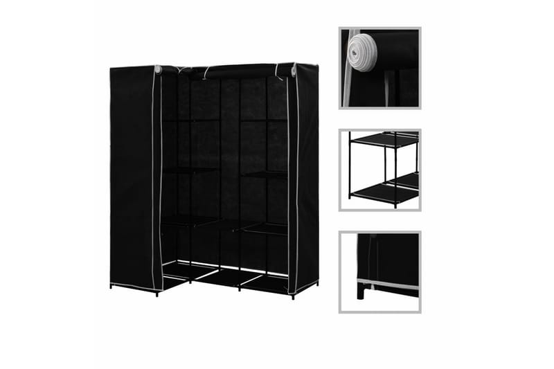 Hörngarderob svart 130x87x169 cm - Svart - Förvaring - Sko- & klädförvaring - Garderober & garderobssystem - Hörngarderob