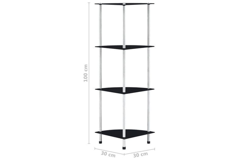 Hylla 4 hyllplan svart 30x30x100 cm härdat glas - Svart - Förvaring - Sko- & klädförvaring - Garderober & garderobssystem