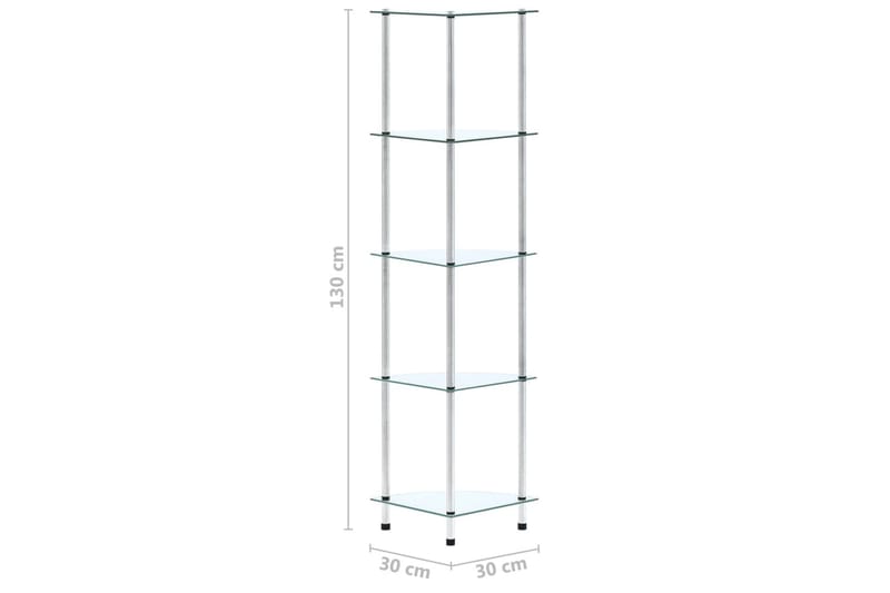 Hylla 5 hyllplan transparent 30x30x130 cm härdat glas - Transparent - Förvaring - Sko- & klädförvaring - Garderober & garderobssystem