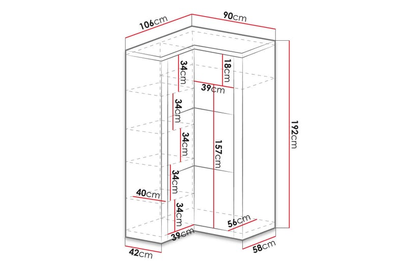 INDIANAPOLIS Garderob 106x58x192 cm - Brun - Garderober & garderobssystem