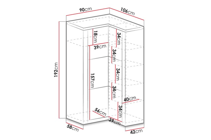 INDIANAPOLIS Garderob 106x58x192 cm - Brun - Garderober & garderobssystem