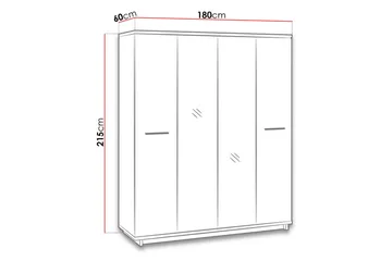 Ines Garderob 60x180 cm - Ek/Svart - Förvaring - Sko- & klädförvaring - Garderober & garderobssystem