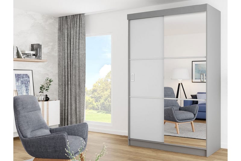 Isolaz Garderob med Spegel LED-belysning RGB - Vit/Antracit - Förvaring - Sko- & klädförvaring - Garderober & garderobssystem