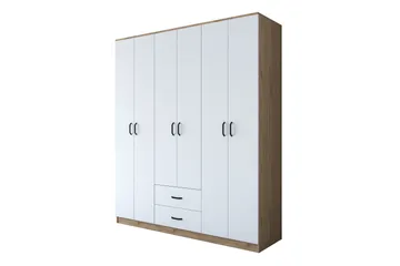 Jabhar Garderob 180x210 cm Brun/Vit - Hanah Home - Förvaring - Sko- & klädförvaring - Garderober & garderobssystem