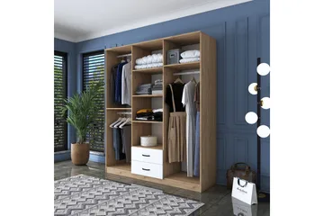 Jabhar Garderob 180x210 cm Brun/Vit - Hanah Home - Förvaring - Sko- & klädförvaring - Garderober & garderobssystem