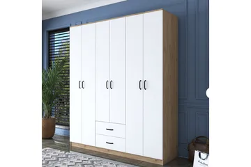 Jabhar Garderob 180x210 cm Brun/Vit - Hanah Home - Förvaring - Sko- & klädförvaring - Garderober & garderobssystem