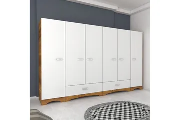 Jaitun Garderob 243x181 cm Vit/Brun - Hanah Home - Förvaring - Sko- & klädförvaring - Garderober & garderobssystem