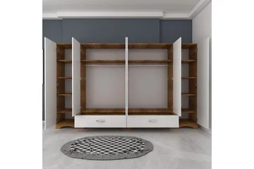 Jaitun Garderob 243x181 cm Vit/Brun - Hanah Home - Förvaring - Sko- & klädförvaring - Garderober & garderobssystem