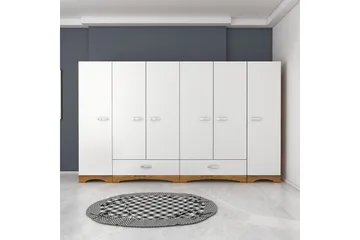 Jaitun Garderob 243x181 cm Vit/Brun - Hanah Home - Förvaring - Sko- & klädförvaring - Garderober & garderobssystem