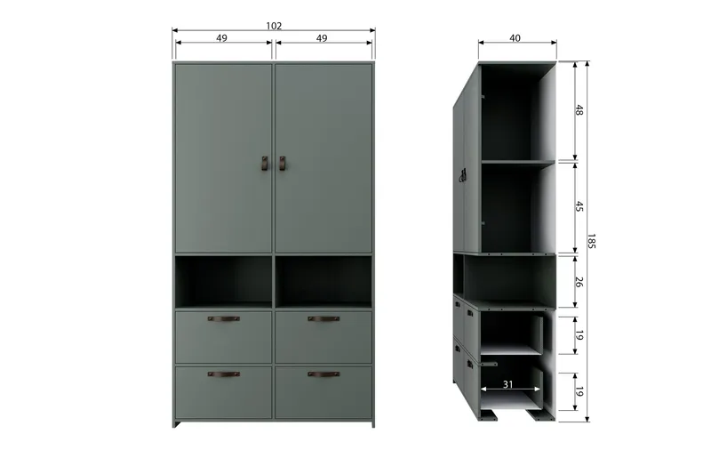 Jirueque Garderob med Förvaring - Grå - Förvaring - Sko- & klädförvaring - Garderober & garderobssystem
