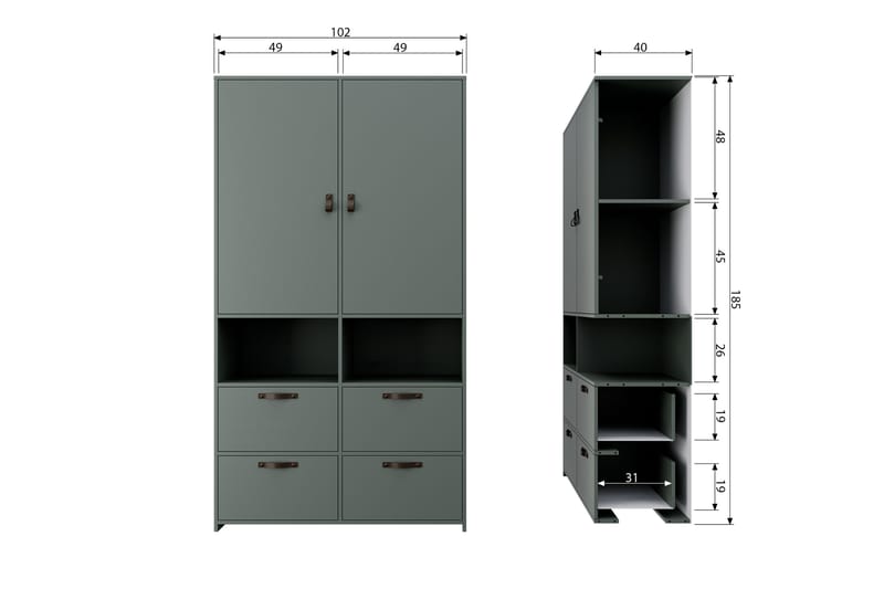 Jirueque Garderob med Förvaring - Grå - Förvaring - Sko- & klädförvaring - Garderober & garderobssystem