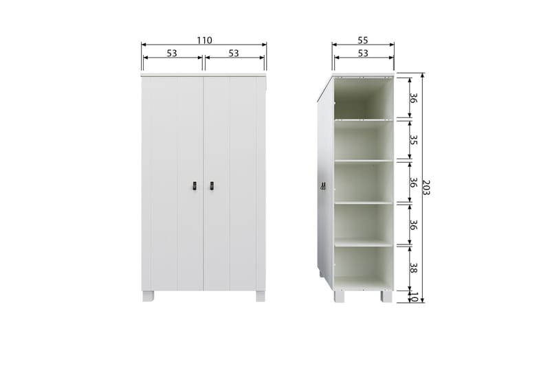 KAIZERE Garderob 55x111 cm Vit - Förvaring - Sko- & klädförvaring - Garderober & garderobssystem