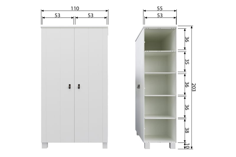 KAIZERE Garderob 55x111 cm Vit - Förvaring - Sko- & klädförvaring - Garderober & garderobssystem