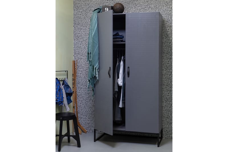 KAJE Garderob 100x195 cm Grå/svart - Förvaring - Sko- & klädförvaring - Garderober & garderobssystem