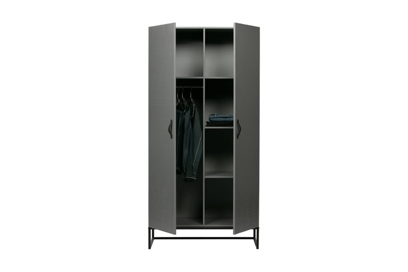 KAJE Garderob 100x195 cm Grå/svart - Förvaring - Sko- & klädförvaring - Garderober & garderobssystem