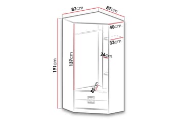 Klacksberg Garderob 87x87x190 cm - Ljus Ek/Vit - Förvaring - Sko- & klädförvaring - Garderober & garderobssystem - Hörngarderob