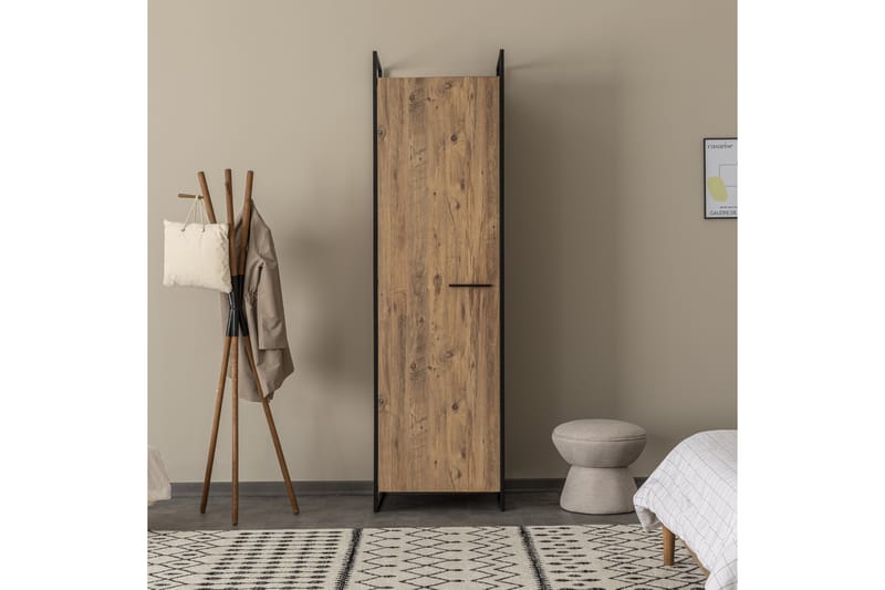 KNIGH Garderob 52x64 med Spegel 4 Skåp Natur - Förvaring - Sko- & klädförvaring - Garderober & garderobssystem