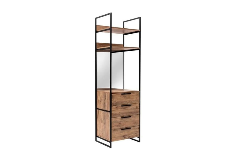 KNIGH Garderob 52x64 med Spegel 4 Skåp Natur - Förvaring - Sko- & klädförvaring - Garderober & garderobssystem