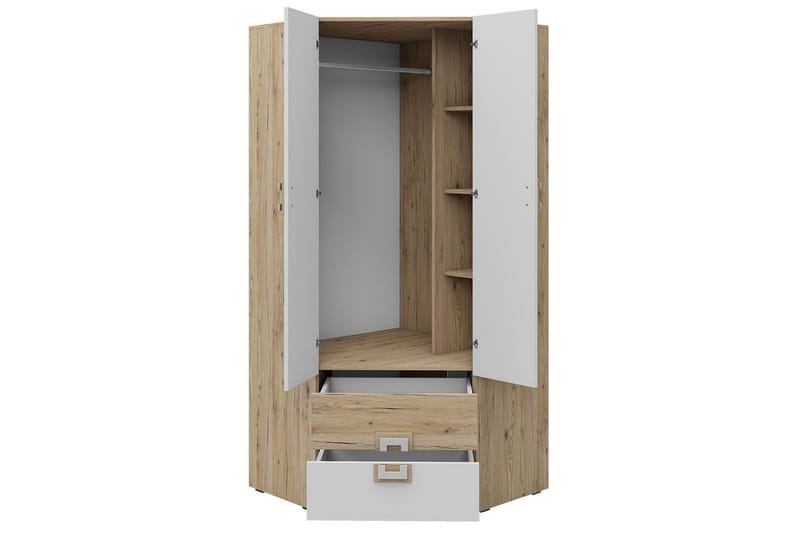 KORBO Garderob 87x87x190 cm - Beige/Vit - Förvaring - Sko- & klädförvaring - Garderober & garderobssystem - Hörngarderob