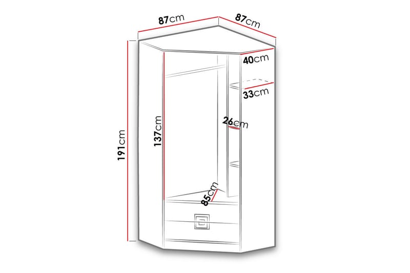 KORBO Garderob 87x87x190 cm - Beige/Vit - Hörngarderob - Garderober & garderobssystem