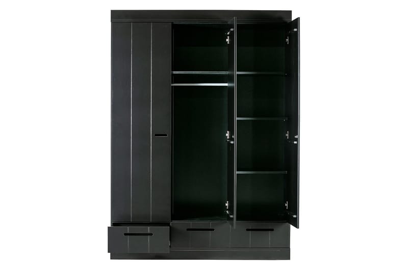 KOTONE Garderob 140x53 cm 3 Dörrer Furu/Svart - Förvaring - Sko- & klädförvaring - Garderober & garderobssystem