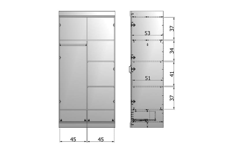KOTONE Garderob 55 cm Svart - Förvaring - Sko- & klädförvaring - Garderober & garderobssystem - Garderobsinredning - Klädstång