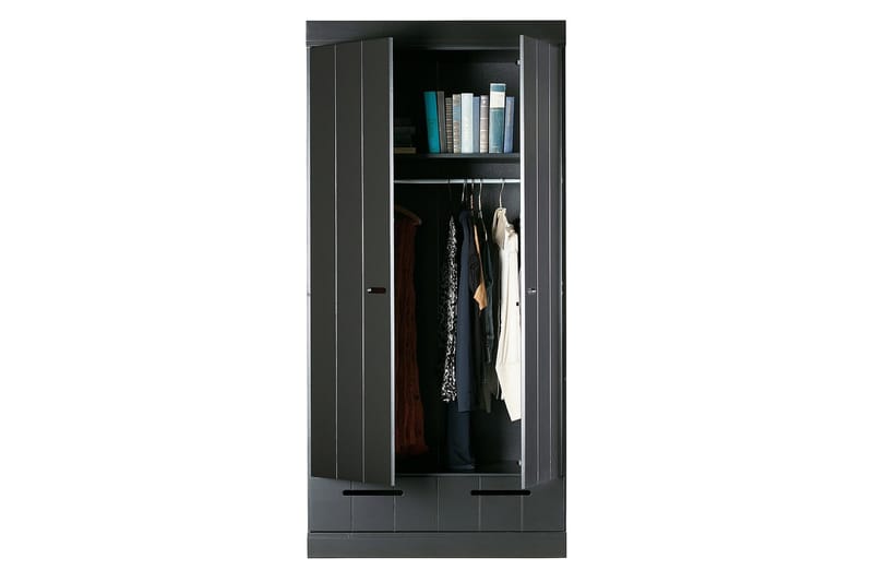 KOTONE Garderob 94x53 cm 2 Dörrar Furu/Svart - Förvaring - Sko- & klädförvaring - Garderober & garderobssystem