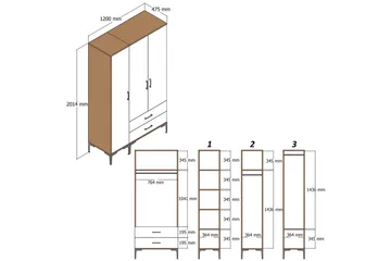Kumsal Garderob 120 cm - Brun/Vit - Förvaring - Sko- & klädförvaring - Garderober & garderobssystem