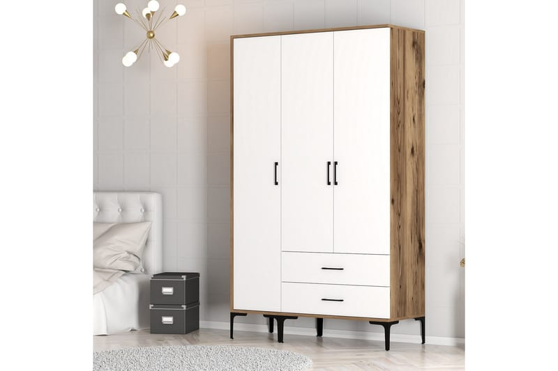 Kumsal Garderob 120 cm Brun/Vit - Förvaring - Sko- & klädförvaring - Garderober & garderobssystem