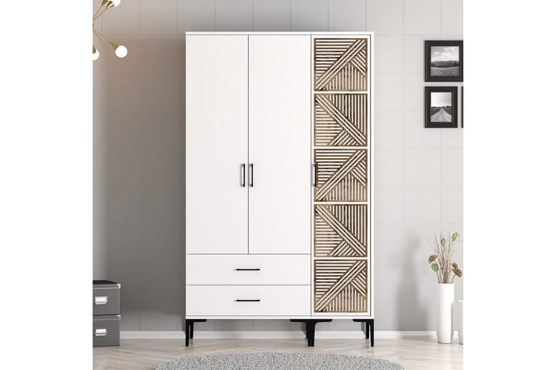 Kumsal Garderob 120 cm - Vit - Förvaring - Sko- & klädförvaring - Garderober & garderobssystem