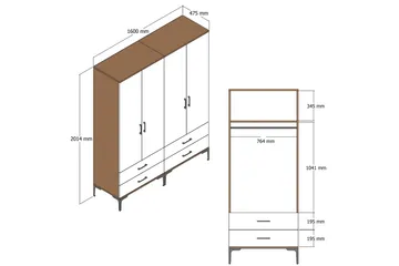 Kumsal Garderob 160 cm - Antracit - Förvaring - Sko- & klädförvaring - Garderober & garderobssystem