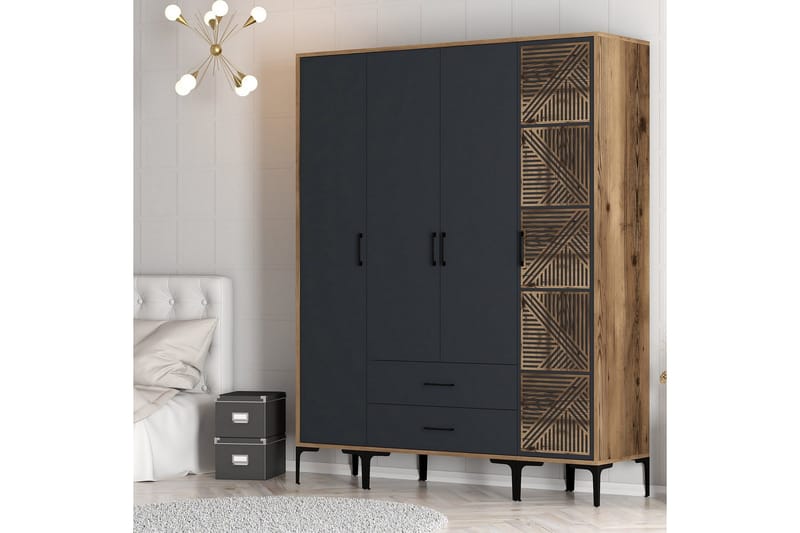 Kumsal Garderob 160 cm - Antracit - Förvaring - Sko- & klädförvaring - Garderober & garderobssystem