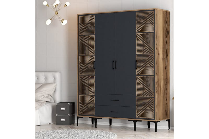 Kumsal Garderob 160 cm - Antracit - Förvaring - Sko- & klädförvaring - Garderober & garderobssystem