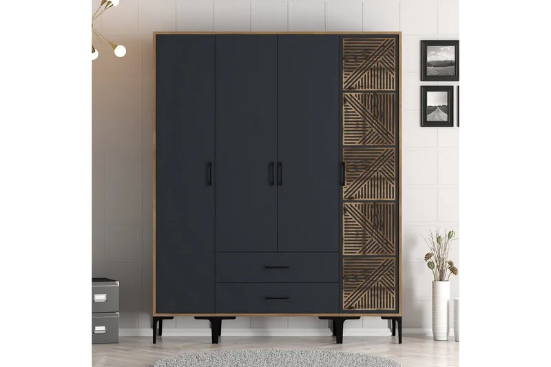 Kumsal Garderob 160 cm - Antracit - Förvaring - Sko- & klädförvaring - Garderober & garderobssystem