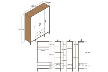 Kumsal Garderob 160 cm i Valnötsutseende - Brun - Förvaring - Sko- & klädförvaring - Garderober & garderobssystem