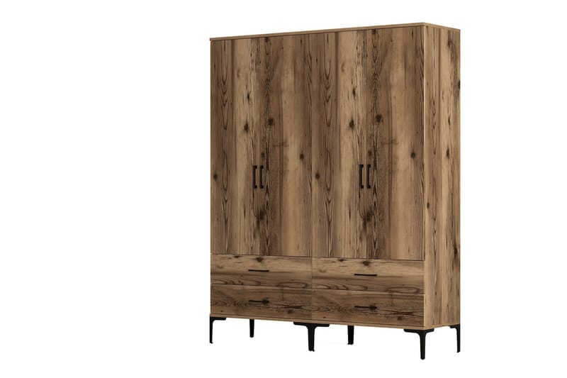 Kumsal Garderob 160 cm - Valnöt - Förvaring - Sko- & klädförvaring - Garderober & garderobssystem