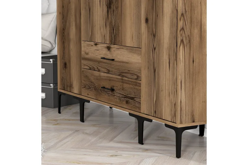 Kumsal Garderob 160 cm - Valnöt - Förvaring - Sko- & klädförvaring - Garderober & garderobssystem