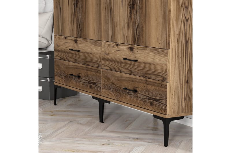 Kumsal Garderob 160 cm - Valnöt - Förvaring - Sko- & klädförvaring - Garderober & garderobssystem