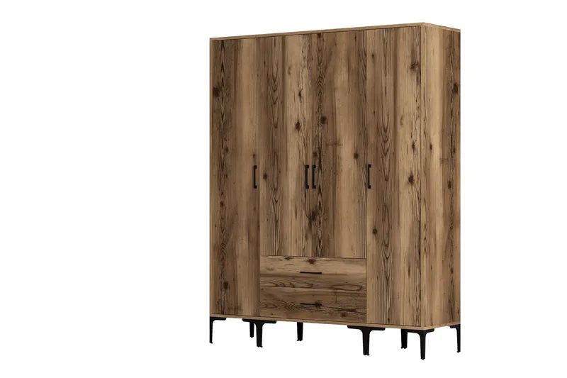 Kumsal Garderob 160 cm - Valnöt - Förvaring - Sko- & klädförvaring - Garderober & garderobssystem