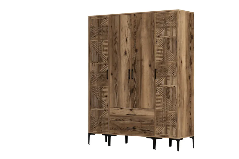 Kumsal Garderob 160 cm - Valnöt - Förvaring - Sko- & klädförvaring - Garderober & garderobssystem