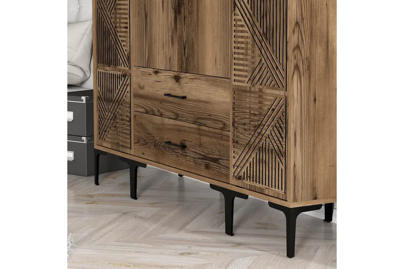 Kumsal Garderob 160 cm - Valnöt - Förvaring - Sko- & klädförvaring - Garderober & garderobssystem