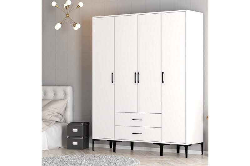 Kumsal Garderob 160 cm - Vit - Förvaring - Sko- & klädförvaring - Garderober & garderobssystem