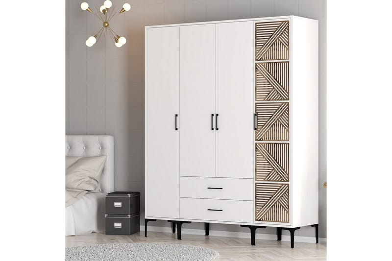 Kumsal Garderob 160 cm - Vit - Förvaring - Sko- & klädförvaring - Garderober & garderobssystem