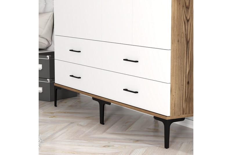 Kumsal Garderob 160 cm - Vit/Brun - Förvaring - Sko- & klädförvaring - Garderober & garderobssystem