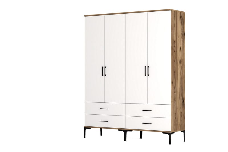 Kumsal Garderob 160 cm - Vit/Brun - Förvaring - Sko- & klädförvaring - Garderober & garderobssystem
