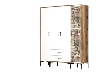 Kumsal Garderob 160 cm - Vit/Brun - Förvaring - Sko- & klädförvaring - Garderober & garderobssystem